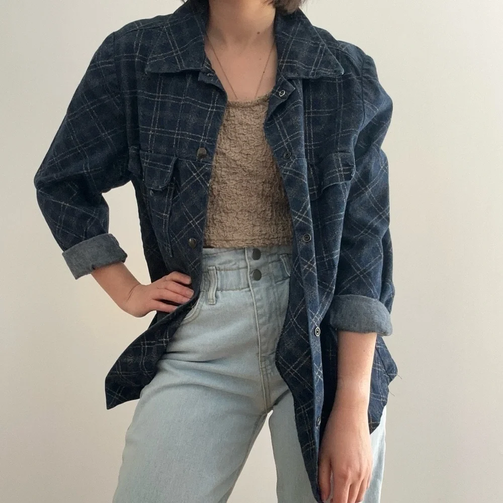 VINTAGE DENIM SHACKET WITH GOLD STRIPES - Picture 3 of 9